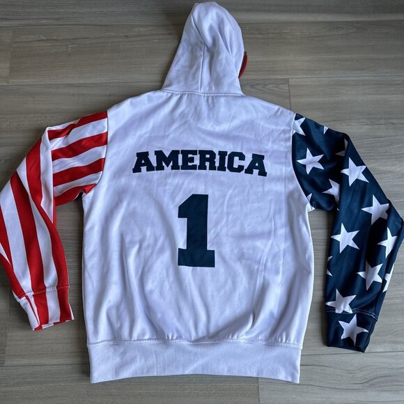 Greater Half‎ American Flag 4th Of July Hoodie Large Men’s Stars And Stripes - Picture 6 of 10